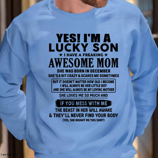 December - I am Lucky Son - Gift For Son From Mom - KATE12 - (SKU-T1206LMS-12)