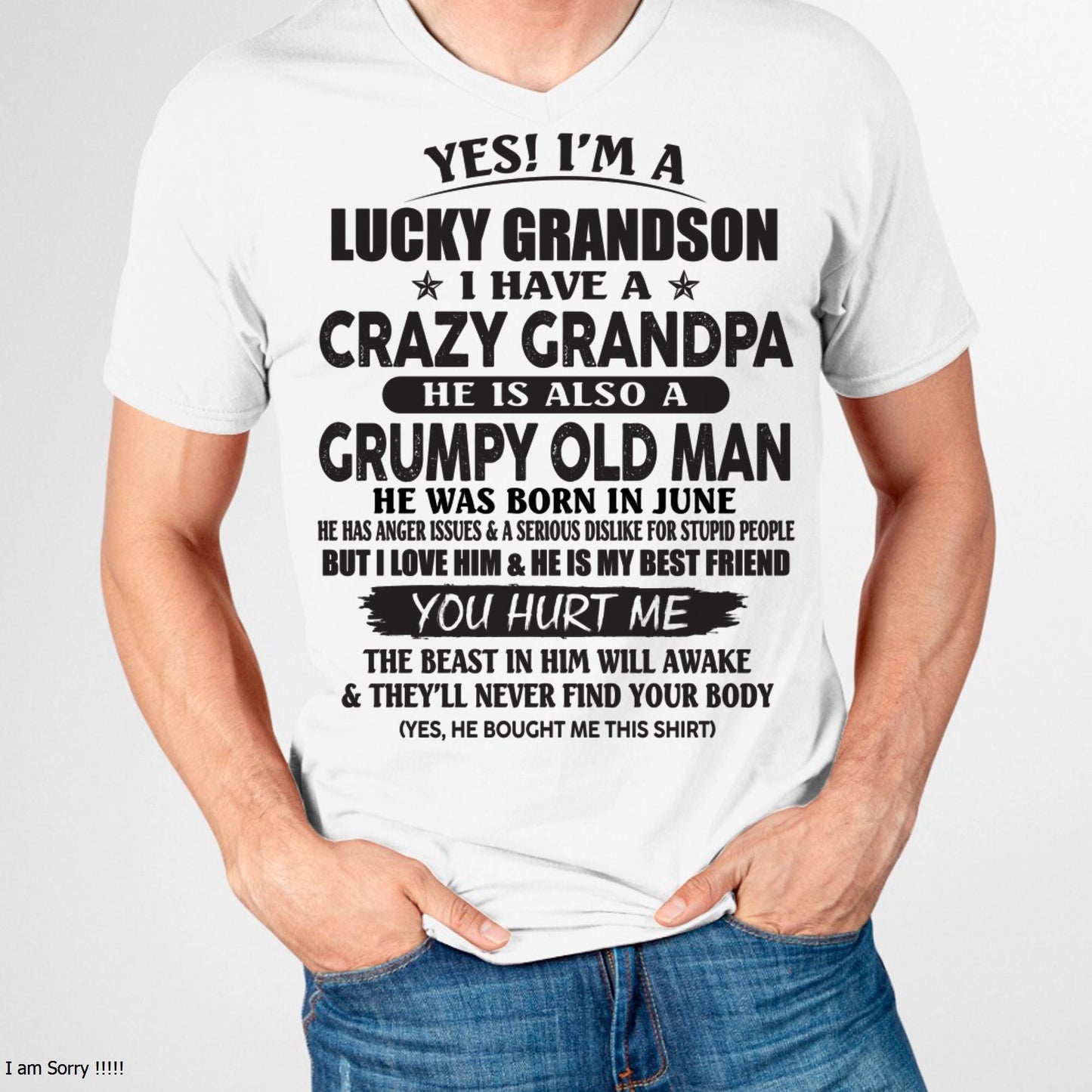 JUNE - LUCKY GRANDSON OF CRAZY GRANDPA -  PERFECT GIFT FROM GRANDPA - KATE06 (SKU12-145-06)