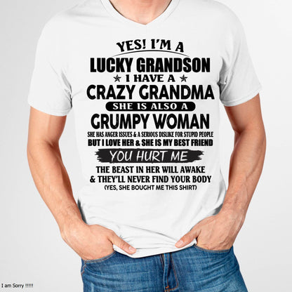 LUCKY GRANDSON OF CRAZY GRANDMA -  PERFECT GIFT FROM GRANDMA - KATE00 (SKU12-113-00)