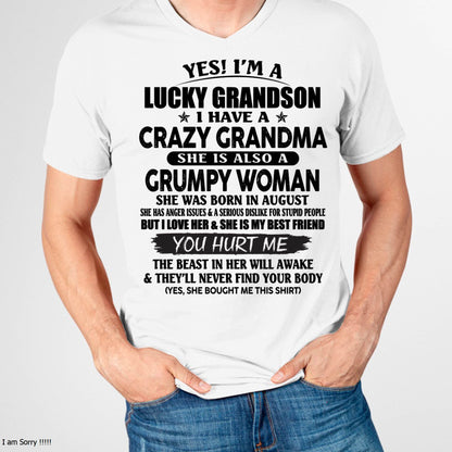 AUGUST - LUCKY GRANDSON OF CRAZY GRANDMA -  PERFECT GIFT FROM GRANDMA - KATE08 (SKU12-113-08)