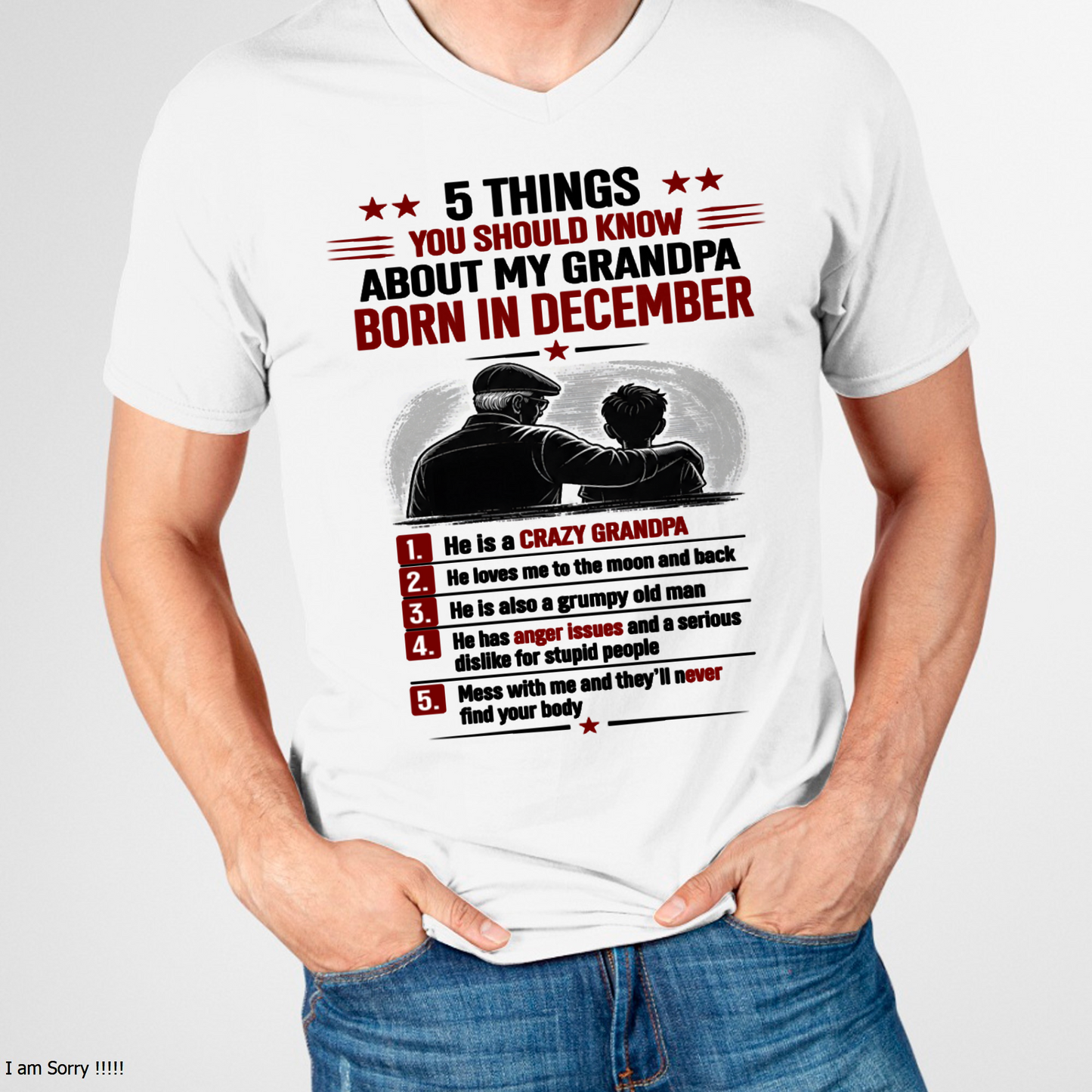 DECEMBER GRANDPA SHIRT – 5 Things You Should Know About My Grandpa – Gift From Grandpa to Grandchild (SKU2605-82-12)