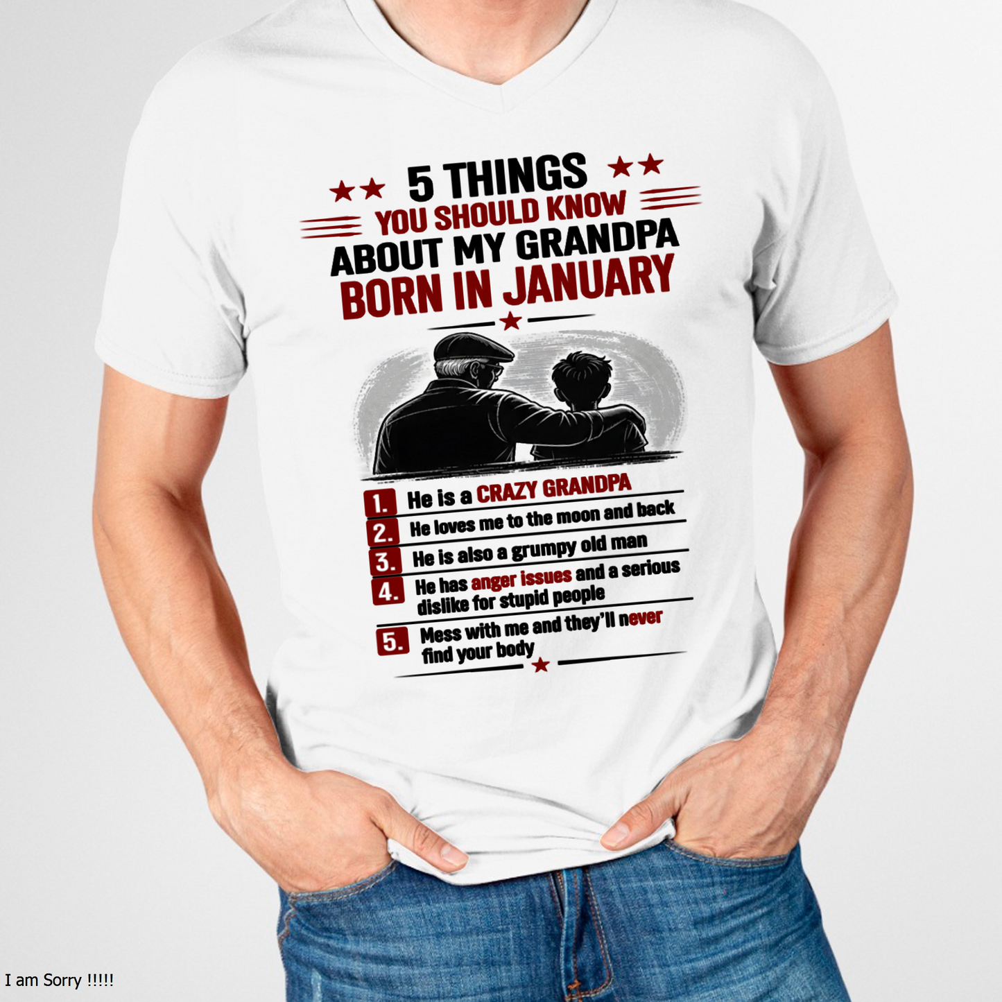JANUARY GRANDPA SHIRT – 5 Things You Should Know About My Grandpa – Gift From Grandpa to Grandchild (SKU2605-82-01)
