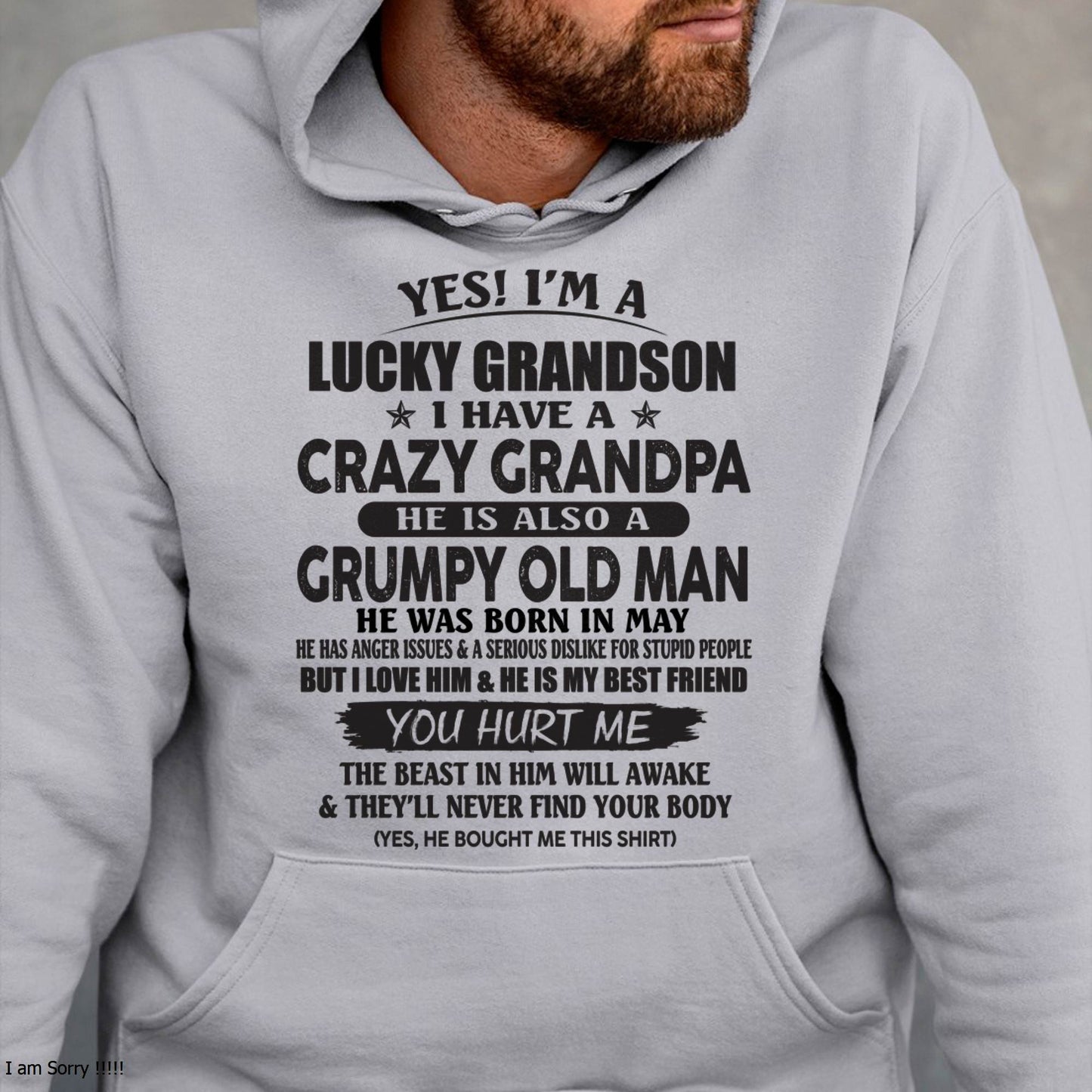 MAY - LUCKY GRANDSON OF CRAZY GRANDPA -  PERFECT GIFT FROM GRANDPA - KATE05 (SKU12-145-05)