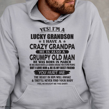 MARCH - LUCKY GRANDSON OF CRAZY GRANDPA -  PERFECT GIFT FROM GRANDPA - KATE03 (SKU12-145-03)