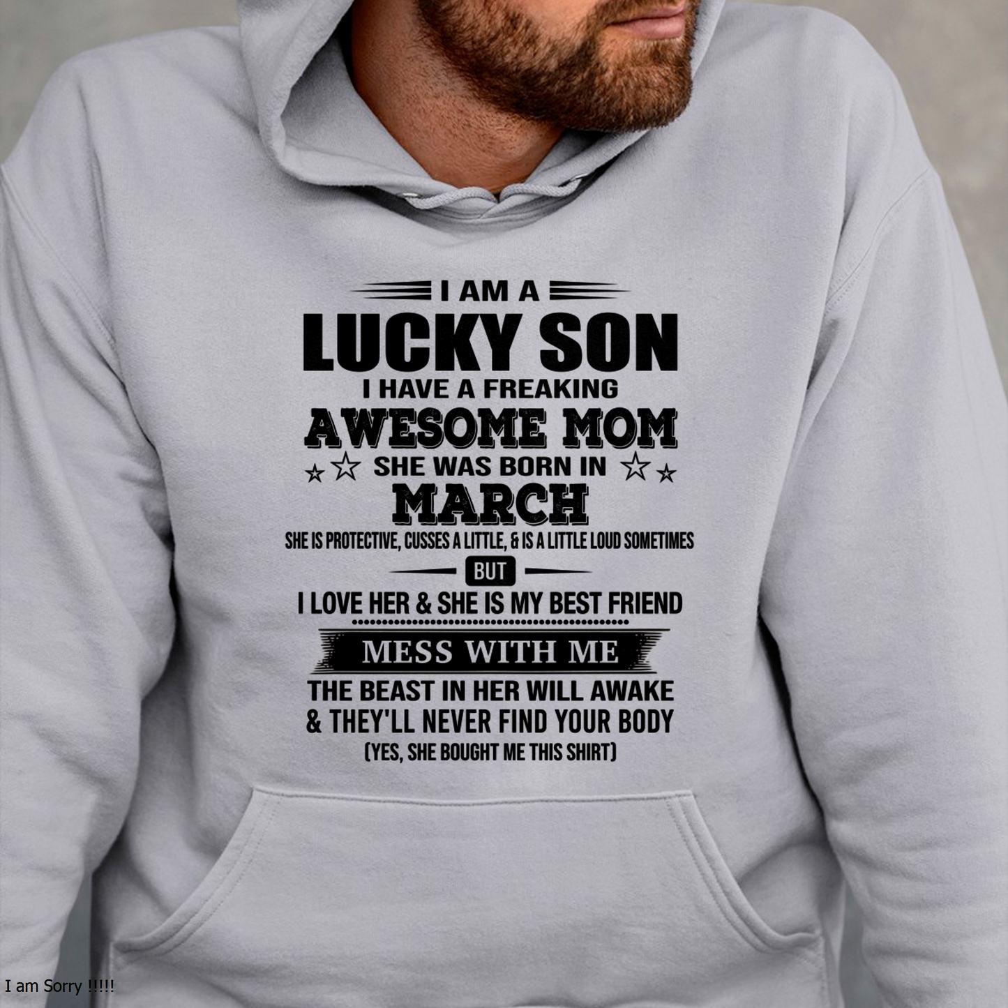 MARCH – Lucky Son Awesome Mom Born In March – From Mom To Son – Birthday Gift For Son – Family Shirt (SKU2603-318-03)
