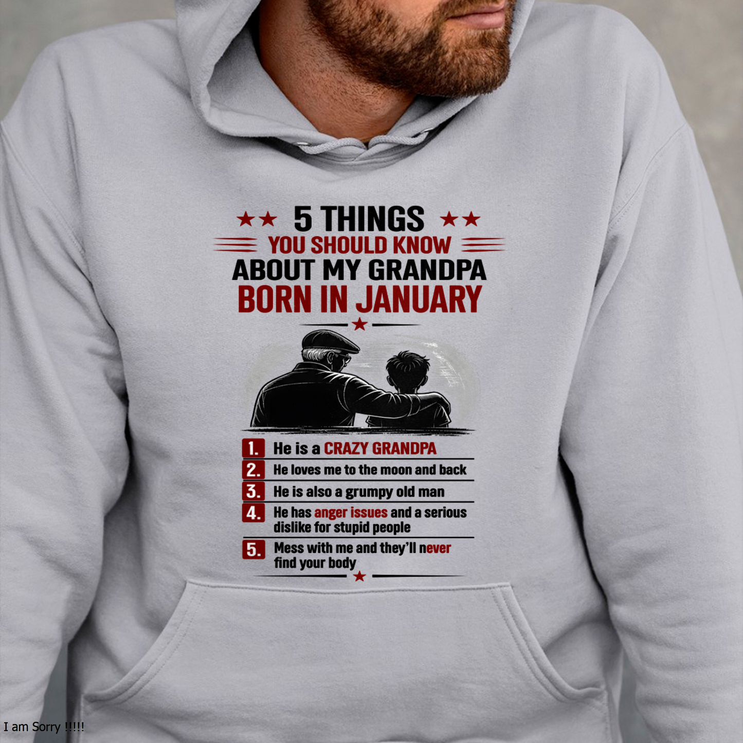 JANUARY GRANDPA SHIRT – 5 Things You Should Know About My Grandpa – Gift From Grandpa to Grandchild (SKU2605-82-01)