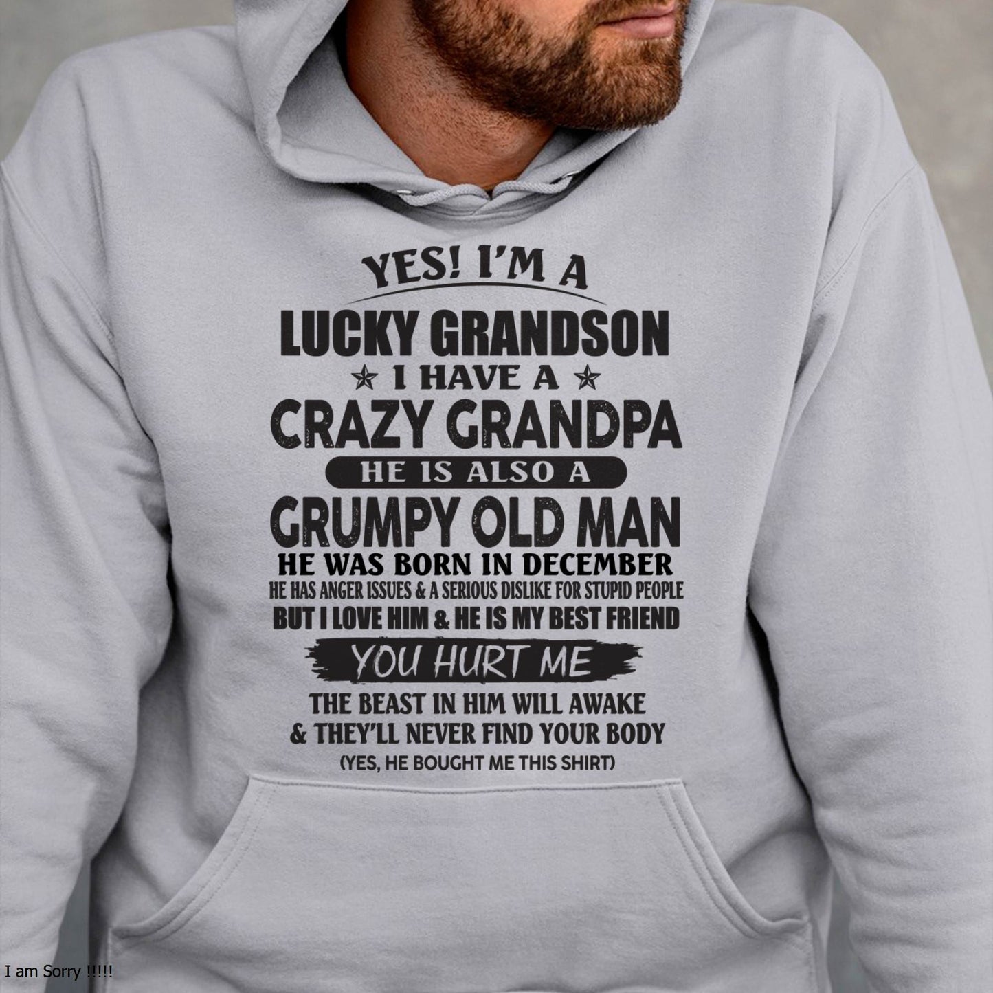 DECEMBER - LUCKY GRANDSON OF CRAZY GRANDPA -  PERFECT GIFT FROM GRANDPA - KATE12 (SKU12-145-12)