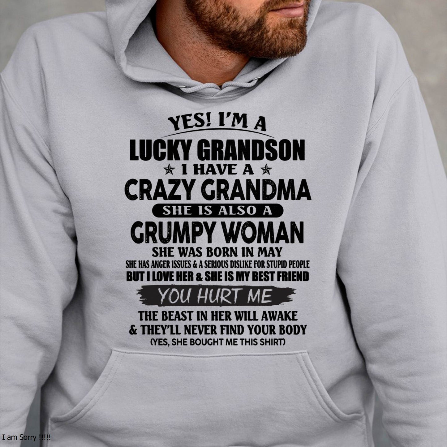 MAY - LUCKY GRANDSON OF CRAZY GRANDMA -  PERFECT GIFT FROM GRANDMA - KATE05 (SKU12-113-05)