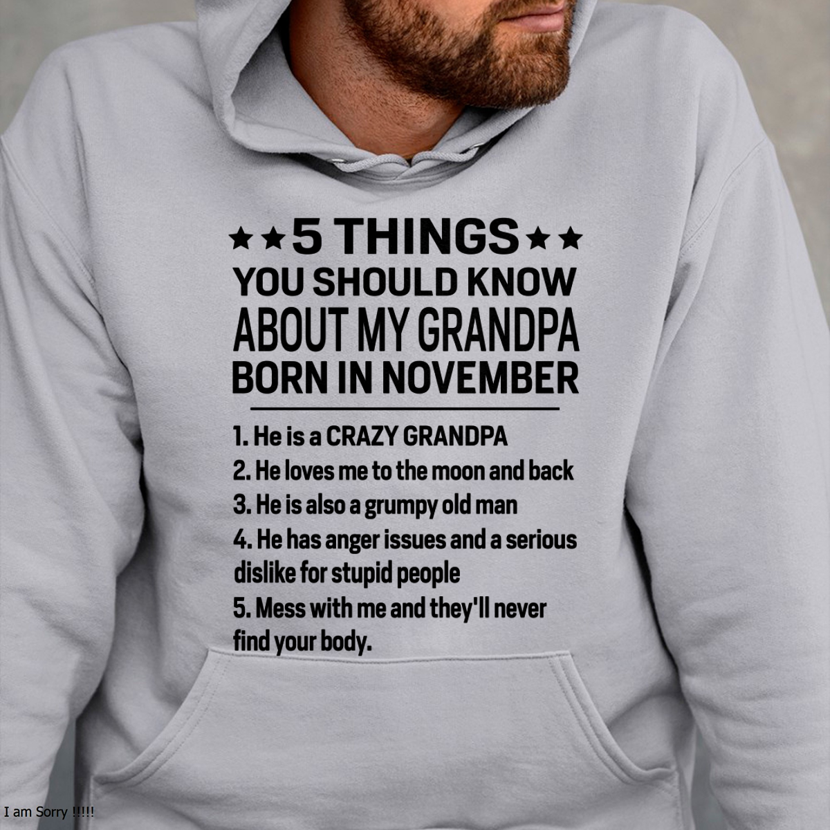 NOVEMBER – 5 Things You Should Know About My Grandpa Born In November – From Grandma To Grandson – Funny Family Birthday Gift – Grandpa Shirt (SKU2603-144-11)