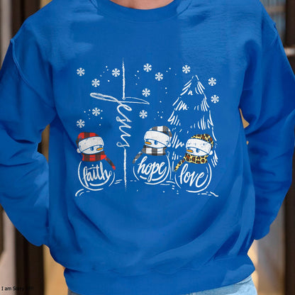 Faith Hope Love Jesus HNDSman Plaid Leopard Christmas Gift T-Shirt - Christmas Unisex T-Shirt/Hoodie/Sweatshirt - HNDS00