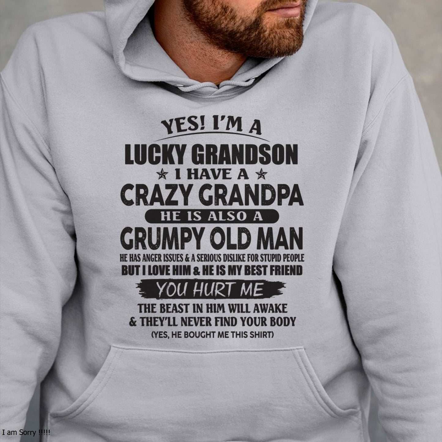 LUCKY GRANDSON OF CRAZY GRANDPA -  PERFECT GIFT FROM GRANDPA - KATE00 (SKU12-145-00)