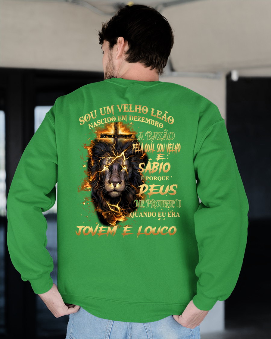 DEZEMBRO VELHO LEÃO CAMISETA – Deus Me Protegeu Quando Eu Era Jovem E Louco – Ideia Presente De Aniversário (SKU2605-370-12)