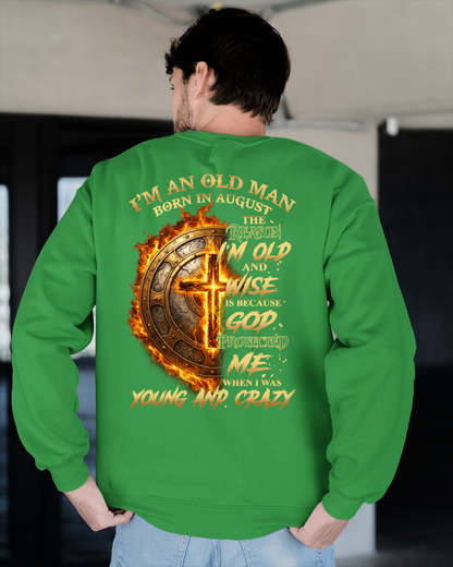 AUGUST – I’m An Old Man Born In August – God Protected Me When I Was Young And Crazy – Funny Shirt – Birthday Gift For Men, Dad, Grandpa (SKU2603-356-08)