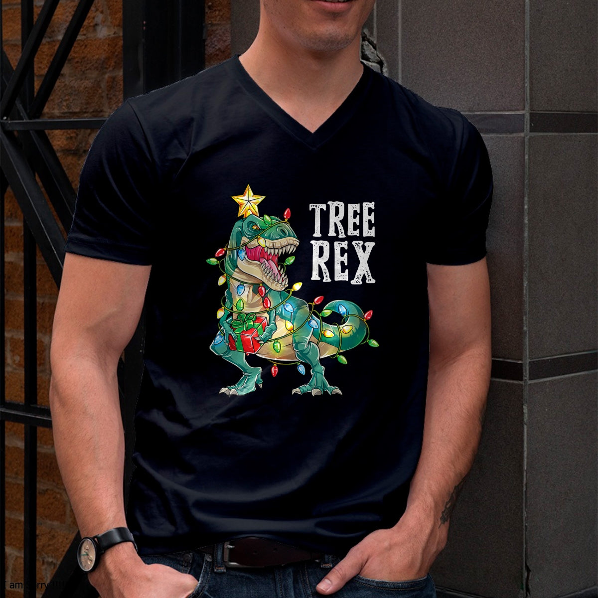 Most Wonderful Christmas Co Dinosaur Christmas Tree Rex Pajamas Men Boys Xmas Lights T-Shirt - Christmas Unisex T-Shirt/Hoodie/Sweatshirt - HNDS00