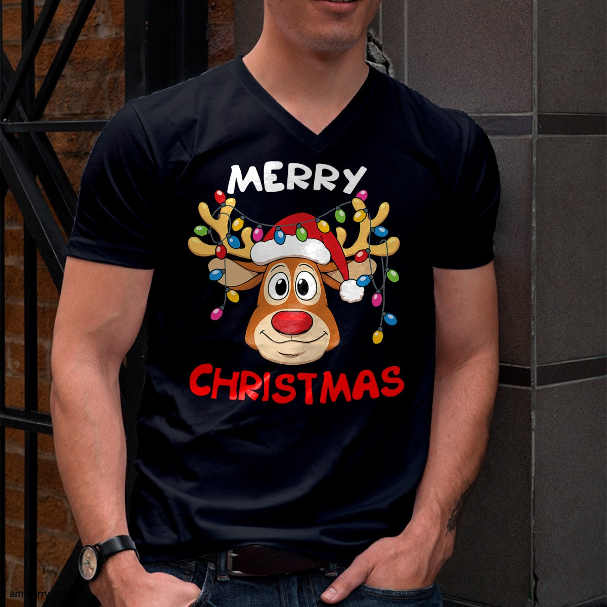 Merry Christmas Reindeer Xmas Family Men Women T-Shirt - Christmas Unisex T-Shirt/Hoodie/Sweatshirt - HNDS00