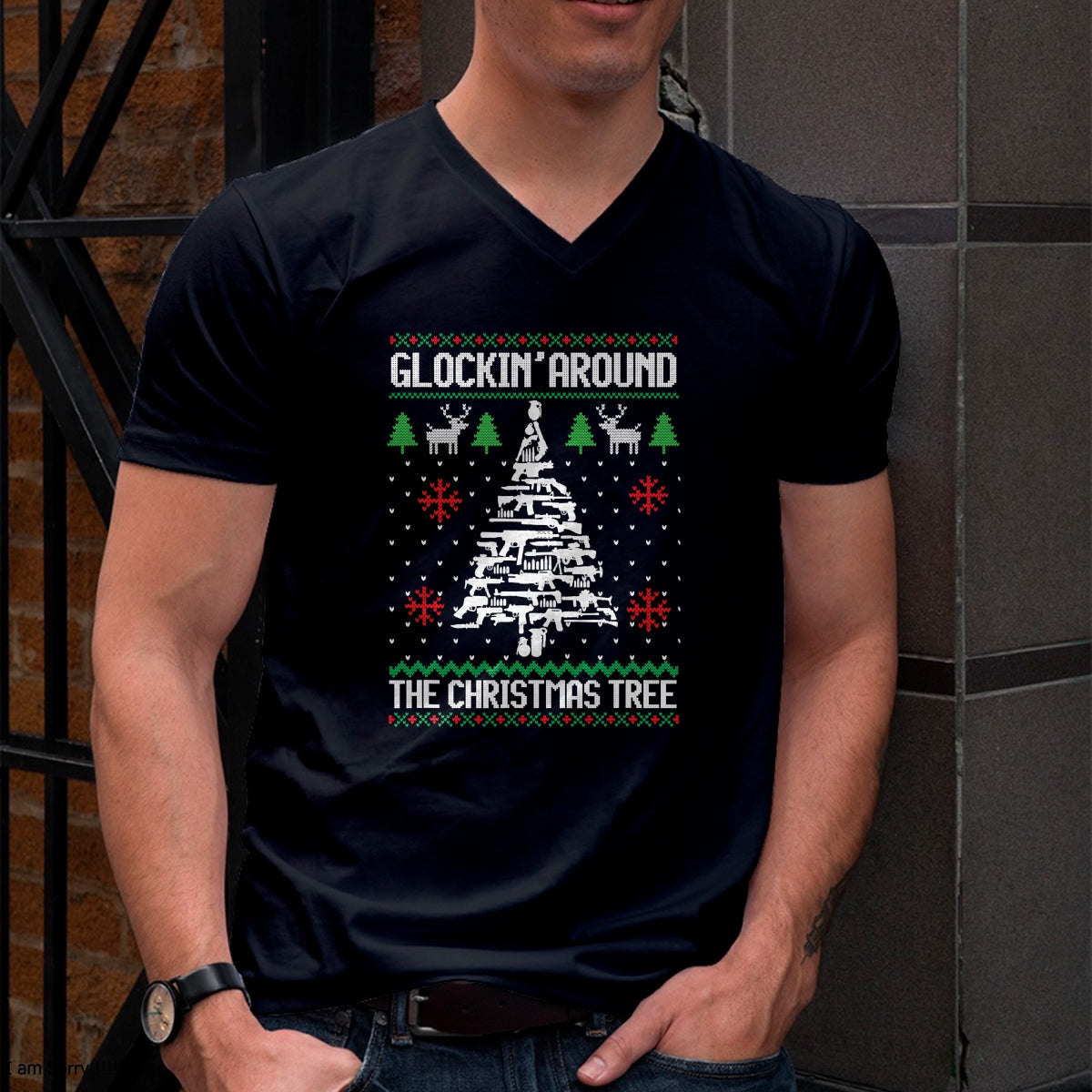 Funny Guns Ugly Christmas Sweaters for Gun Lovers Men Women T-Shirt - Christmas Unisex T-Shirt/Hoodie/Sweatshirt - HNDS00