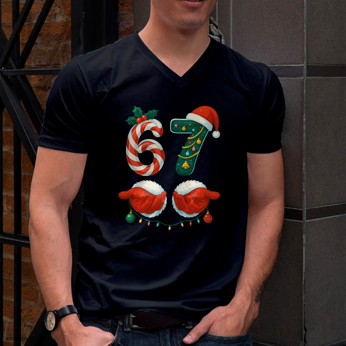 67 Christmas 6 7 Meme Pajamas Holiday Gen Alpha Slang T-Shirt - Christmas Unisex T-Shirt/Hoodie/Sweatshirt - HNDS00