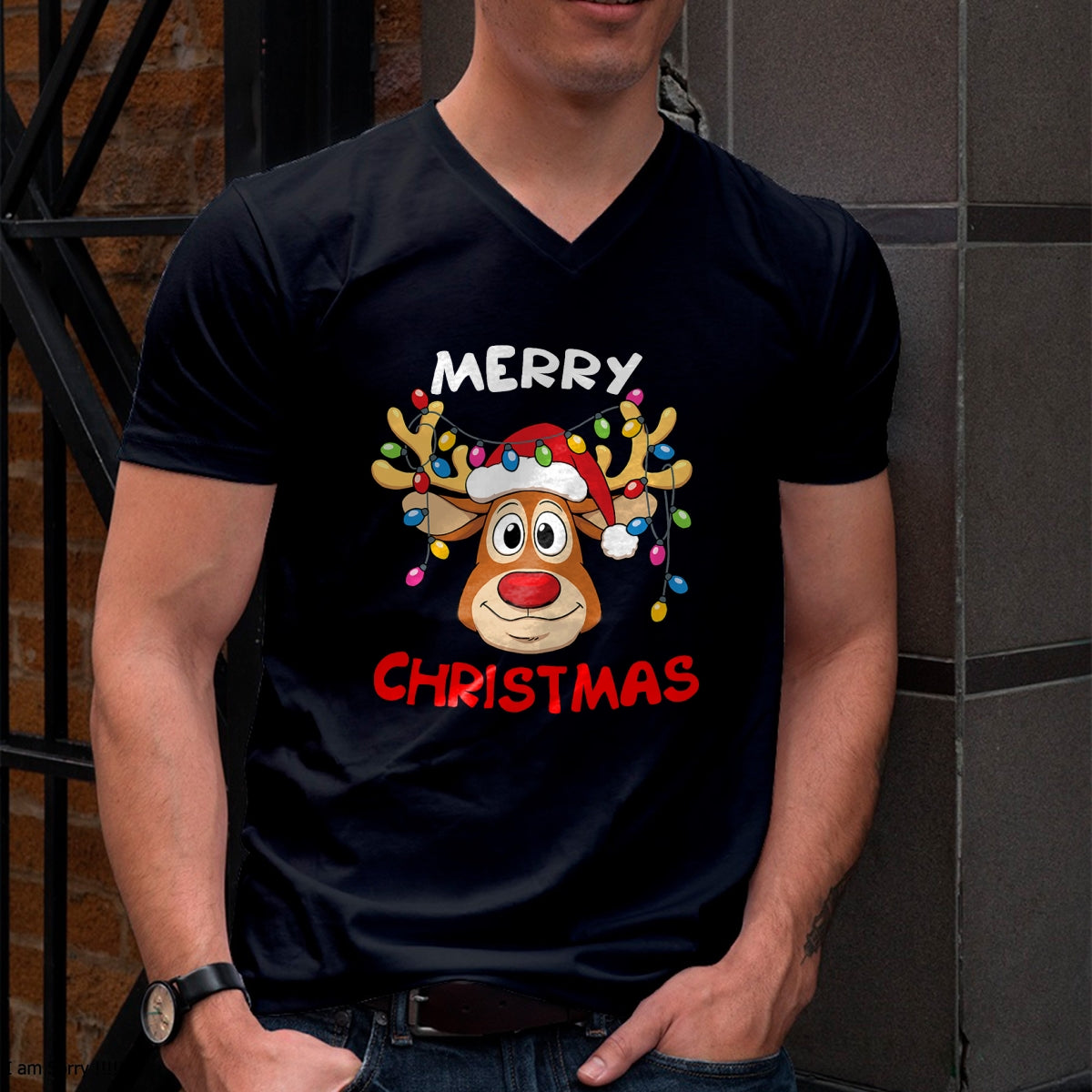 Merry Christmas Reindeer Xmas Family Men Women T-Shirt - Christmas Unisex T-Shirt/Hoodie/Sweatshirt - HNDS00
