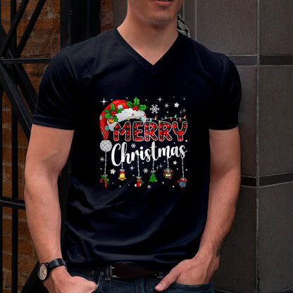 Merry Christmas Red Santa Hat Reindeer Xmas Matching Family T-Shirt - Christmas Unisex T-Shirt/Hoodie/Sweatshirt - HNDS00