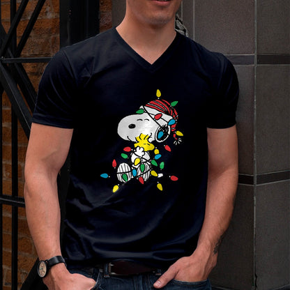 Peanuts - Snoopy Woodstock Christmas Lights T-Shirt - Christmas Unisex T-Shirt/Hoodie/Sweatshirt - HNDS00