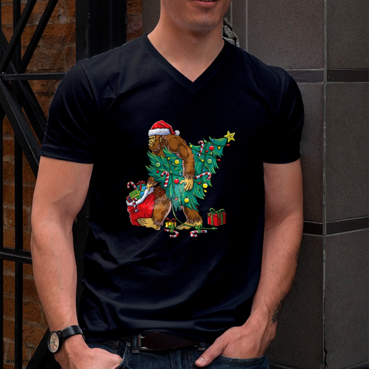 Most Wonderful Christmas Co Bigfoot Christmas Tree Lights Xmas Boys Men Sasquax T-Shirt - Christmas Unisex T-Shirt/Hoodie/Sweatshirt - HNDS00