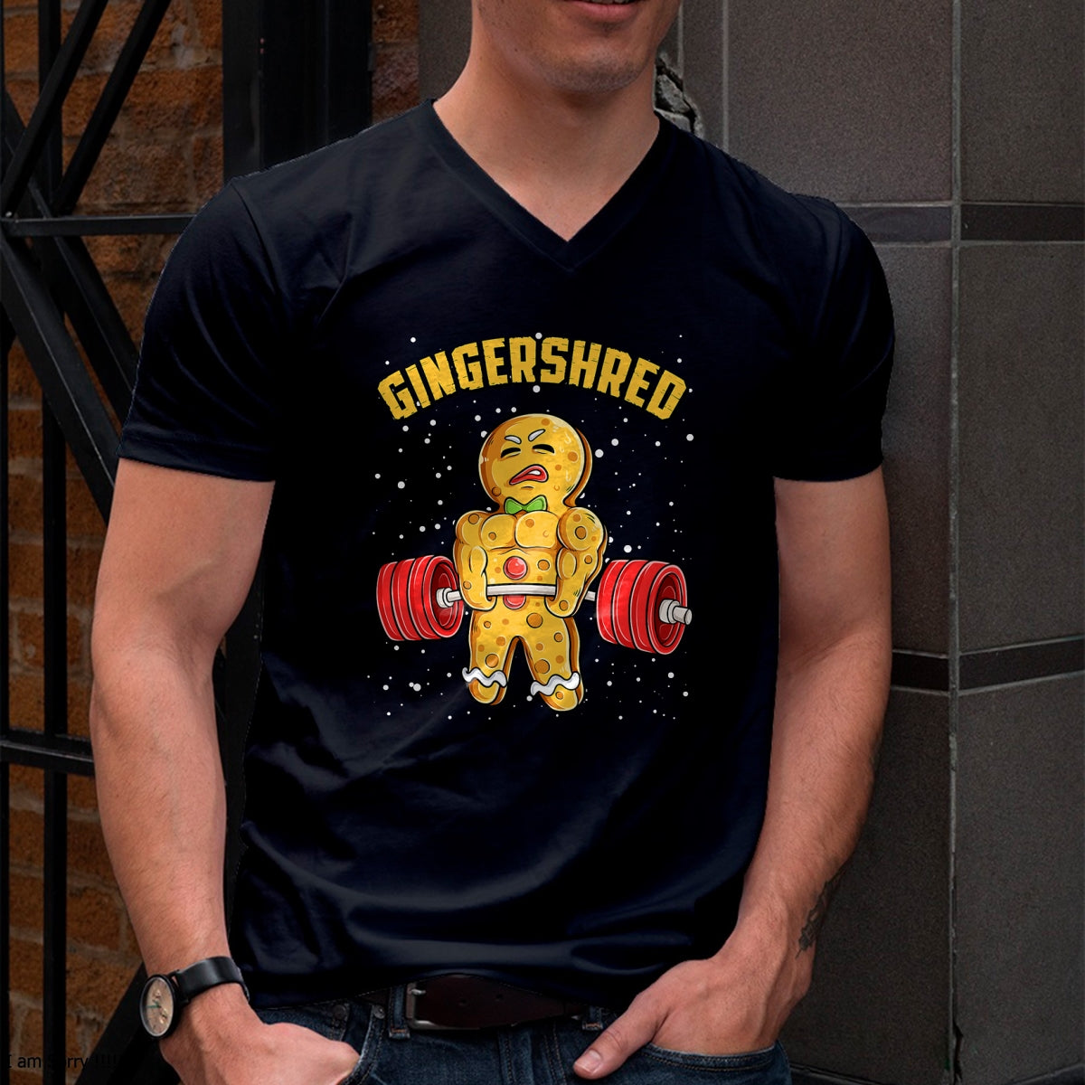 Gingershred Funny Gingerbread Man Gym Bodybuilding Christmas T-Shirt - Christmas Unisex T-Shirt/Hoodie/Sweatshirt - HNDS00