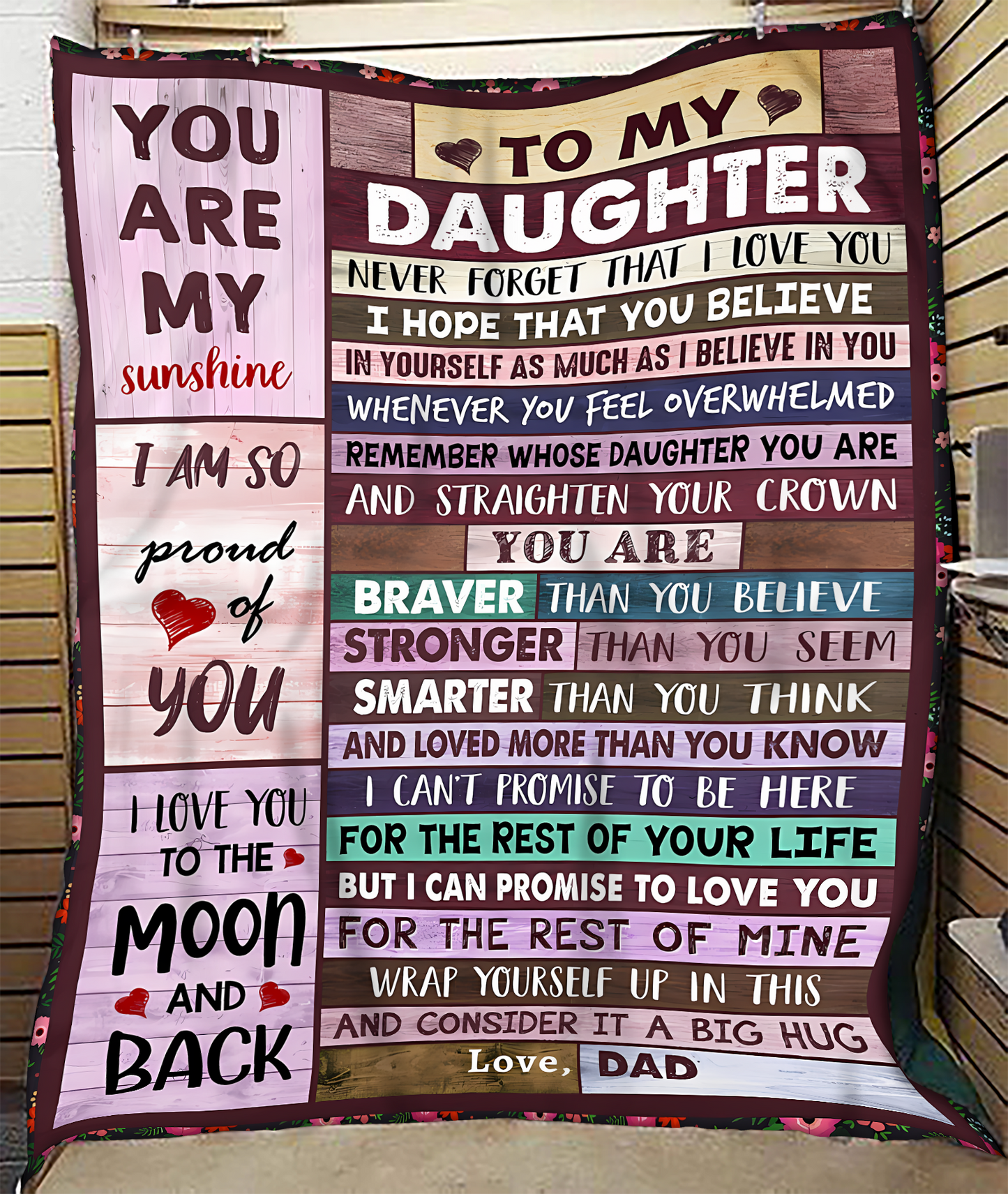 BLANKET FOR DAUGHTER – COMFORT & WARMTH GIFT FROM DAD Sherpa Fleece Quilt Blanket KATE00