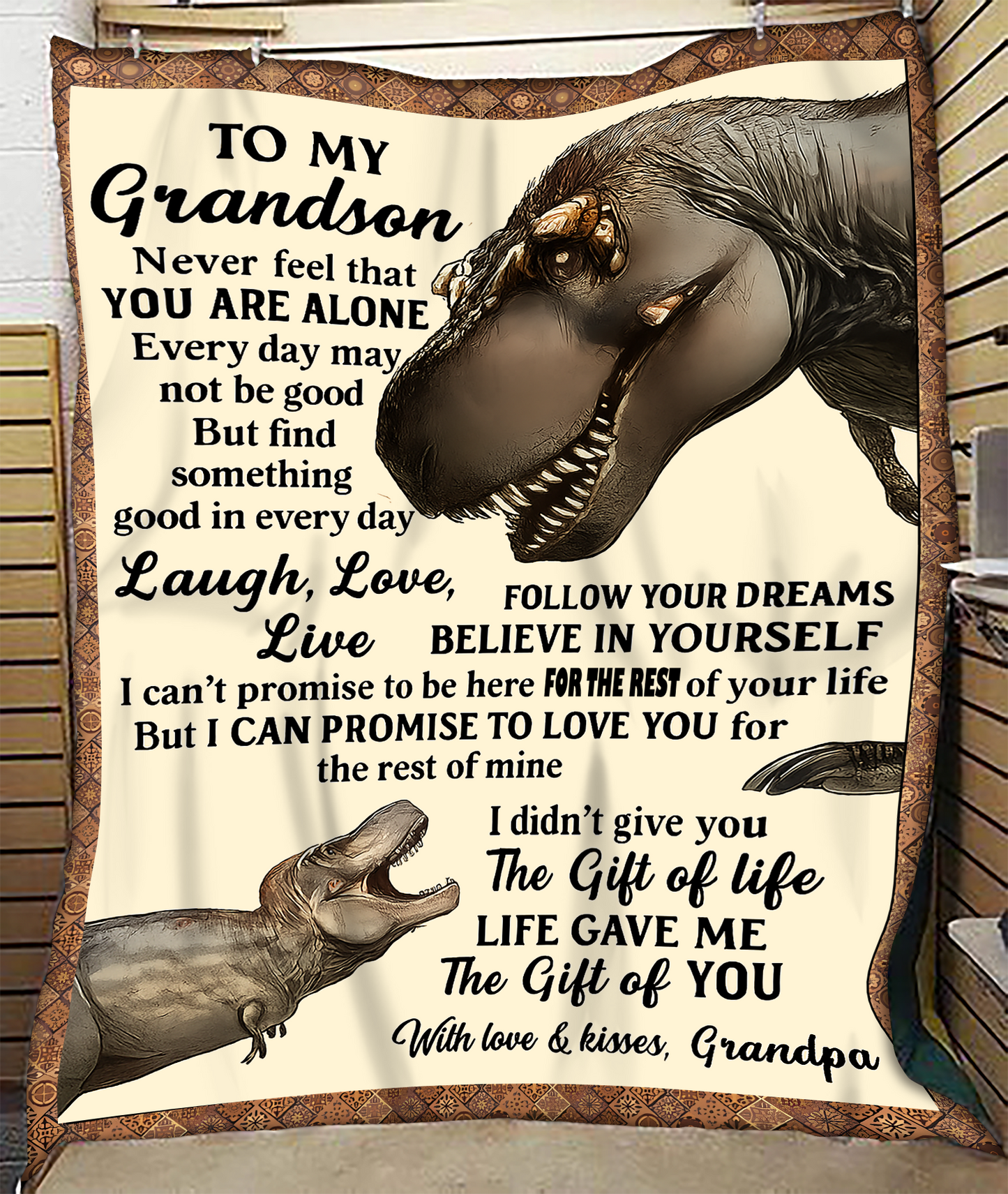 BLANKET FOR GRANDSON – COMFORT & WARMTH GIFT FROM GRANDPA  Sherpa Fleece Quilt Blanket NTTD00 (SKUB-BLK-GPKL)