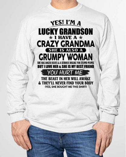 LUCKY GRANDSON OF CRAZY GRANDMA -  PERFECT GIFT FROM GRANDMA - KATE00 (SKU12-113-00)
