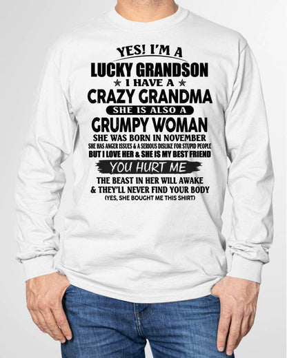 NOVEMBER - LUCKY GRANDSON OF CRAZY GRANDMA -  PERFECT GIFT FROM GRANDMA - KATE11 (SKU12-113-11)