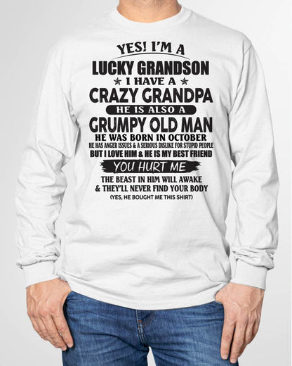 OCTOBER - LUCKY GRANDSON OF CRAZY GRANDPA -  PERFECT GIFT FROM GRANDPA - KATE10 (SKU12-145-10)