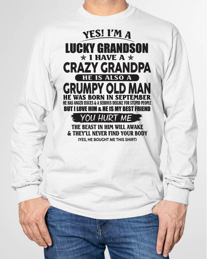 SEPTEMBER - LUCKY GRANDSON OF CRAZY GRANDPA -  PERFECT GIFT FROM GRANDPA - KATE09 (SKU12-145-09)
