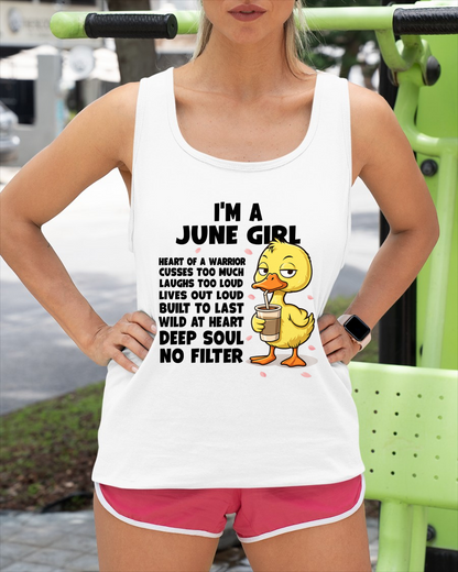 JUNE – I'm A June Girl Heart Of A Warrior Cusses Too Much Laughs Too Loud Wild At Heart Deep Soul No Filter – Birthday Gift – Women Shirt (SKU2603-99-06)