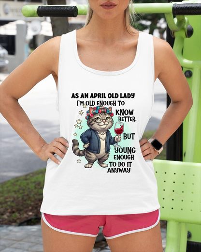 APRIL – January Old Lady Wine Cat Shirt – Funny Birthday Gift for Women (SKU2604-180-04)
