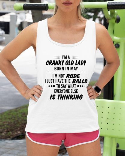 MAY – Cranky Old Lady “Not Rude Just Honest” Shirt – Funny Birthday Gift for Women (SKU2604-128-05)