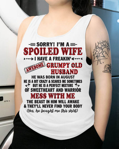 AUGUST - SPOILED WIFE OF AWESOME GRUMPY OLD HUSBAND - PERFECT GIFT FROM HUSBAND - KATE08 (SKU12-111-08)