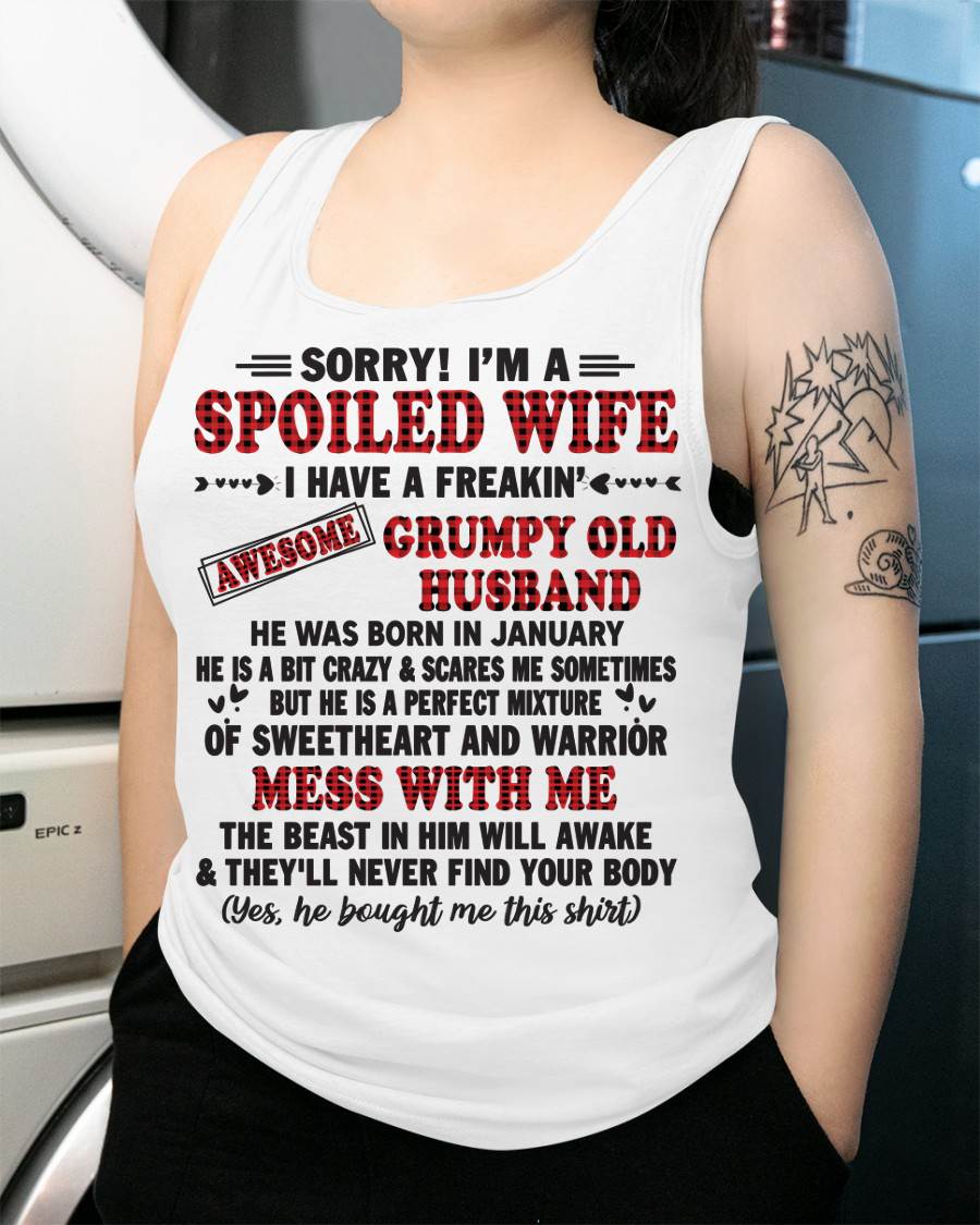 JANUARY - SPOILED WIFE OF AWESOME GRUMPY OLD HUSBAND - PERFECT GIFT  FROM HUSBAND - KATE01 (SKU12-111-01)