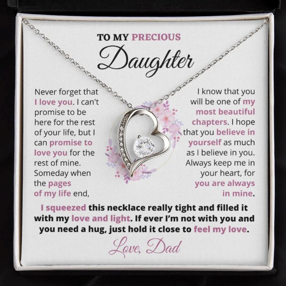 TO MY DAUGHTER - GIFT FROM DAD "Always Keep Me In Your Heart" - Forever Love Necklace