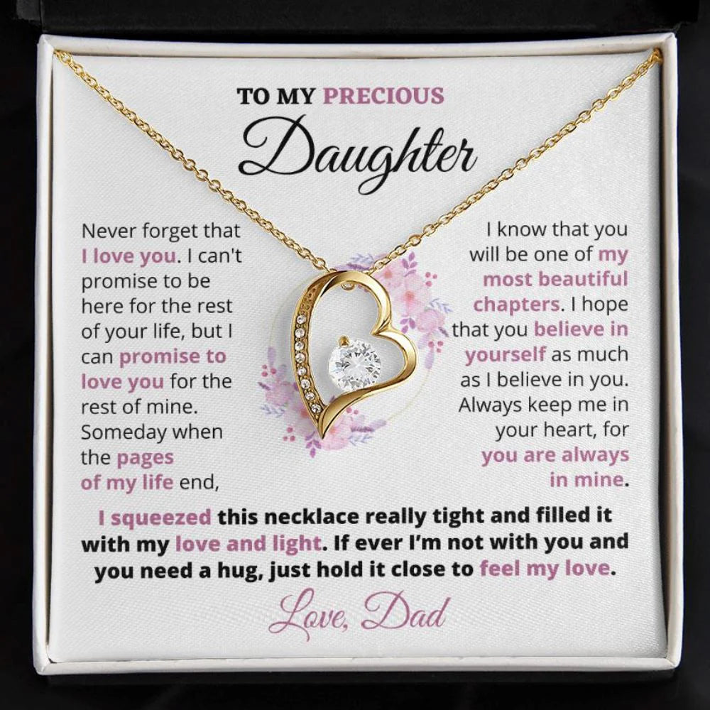 TO MY DAUGHTER - GIFT FROM DAD "Always Keep Me In Your Heart" - Forever Love Necklace