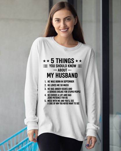 SEPTEMBER HUSBAND SHIRT – 5 Things You Should Know About My Husband – Funny Wife Gift For Husband (SKU2605-115-09)