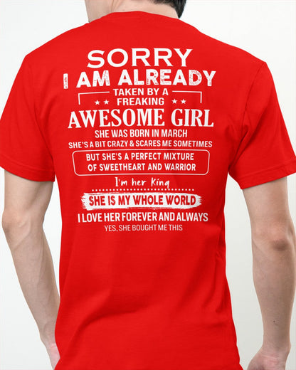 March - Awesome girl - Perfect gift for your boyfriend - (SKU04-86-03) - From Wife KATE03
