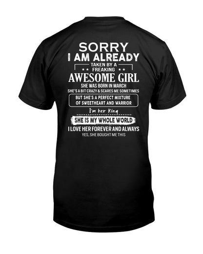 March - Awesome girl - Perfect gift for your boyfriend - (SKU04-86-03) - From Wife KATE03