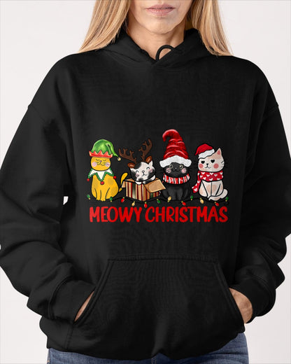 Funny Christmas Cats - Cute Kitten Cats Santa Hat Xmas T-Shirt (SKU-MRCM-9) FMA