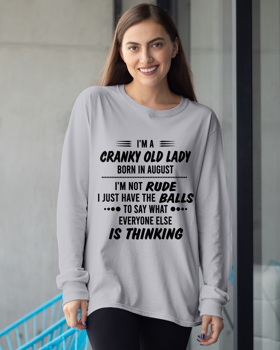 AUGUST – Cranky Old Lady “Not Rude Just Honest” Shirt – Funny Birthday Gift for Women (SKU2604-128-08)