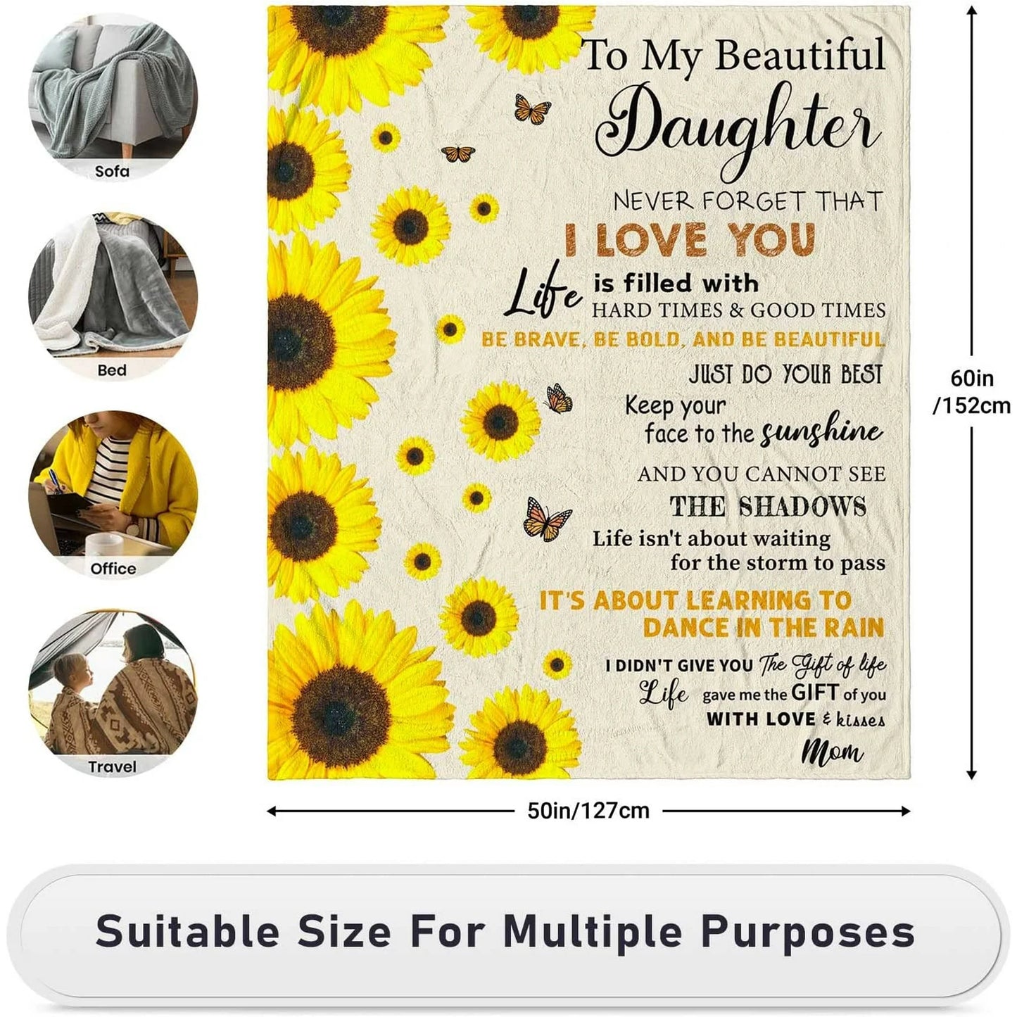 BLANKET FOR DAUGHTER - GIFT FROM MOM - COMFORT & WARMTH GIFT