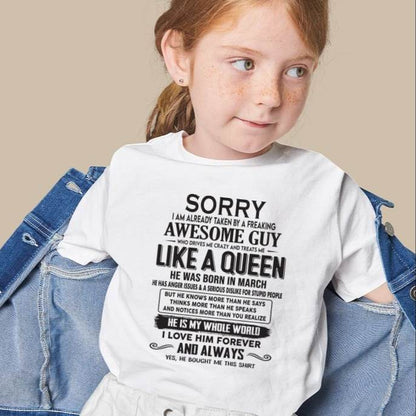 March - Sorry I am already taken by a freaking awesome guy - Gift for Wife From Husband - KATE03 (SKU08-25-03)