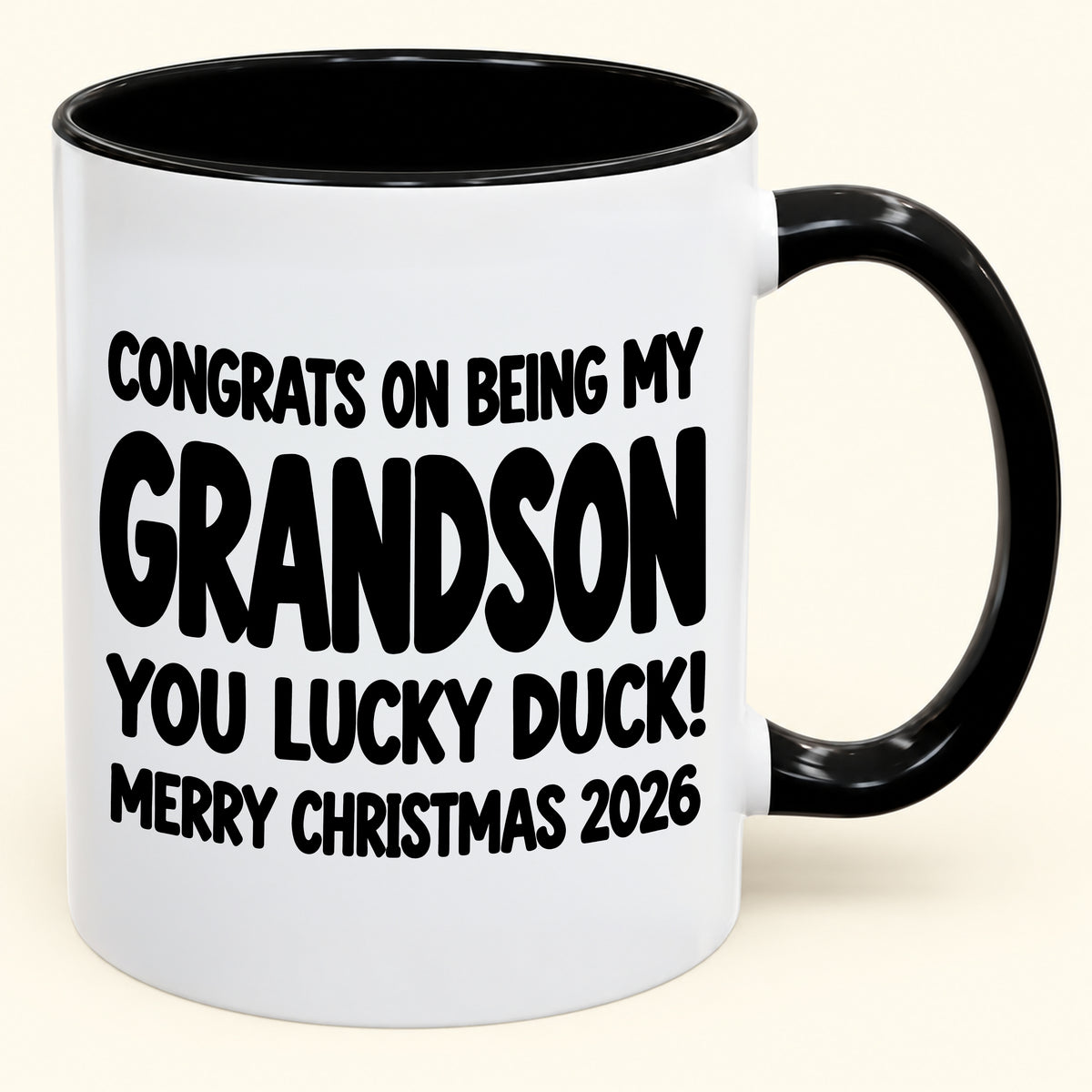 Christmas Mug - Congrats On Being My Grandson, You Lucky Duck - FROM GRANDPARENT TO GRANDSON (SKU2610-692)