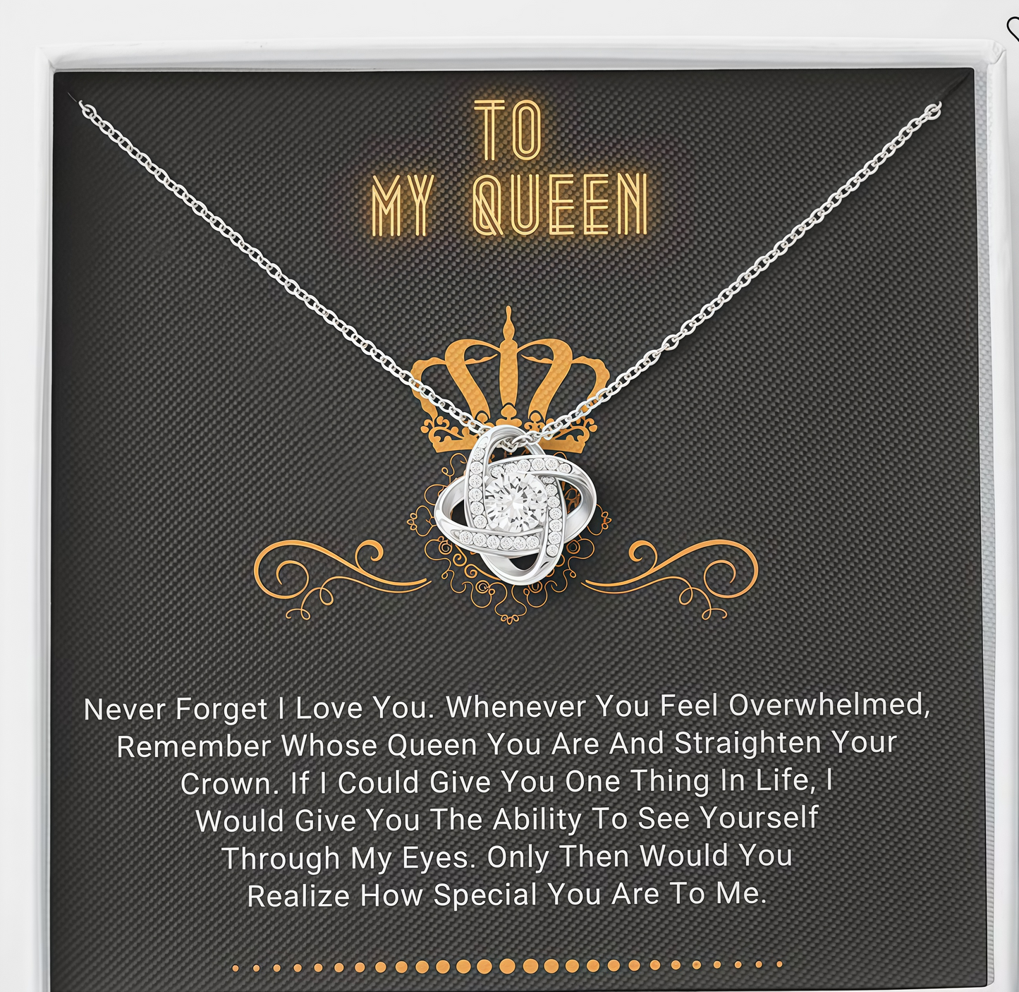 TO MY WIFE "Never Forget That I Love You" - FROM HUSBAND - Premium Love Knot Necklace