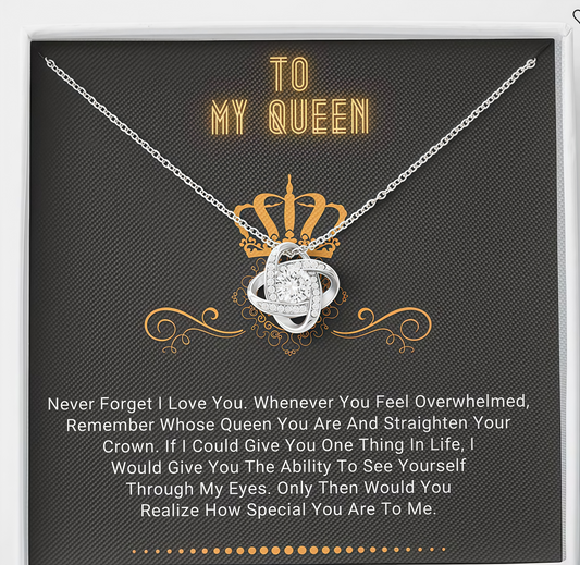 TO MY WIFE "Never Forget That I Love You" - FROM HUSBAND - Premium Love Knot Necklace