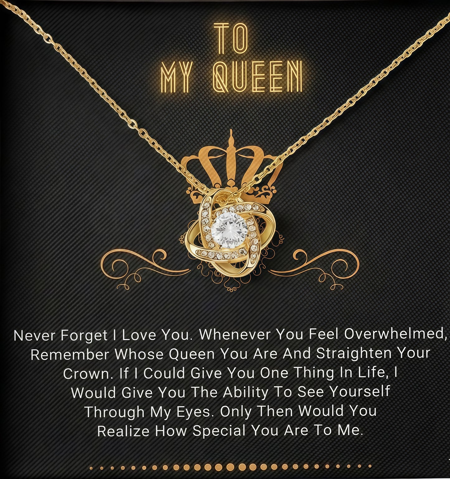 TO MY WIFE "Never Forget That I Love You" - FROM HUSBAND - Premium Love Knot Necklace